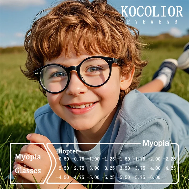

Brand Design Boy Round TPEE Frame Anti Blue Light Prescription Myopia Glasses Girls Photochromic Astigmatism Children Eyeglass