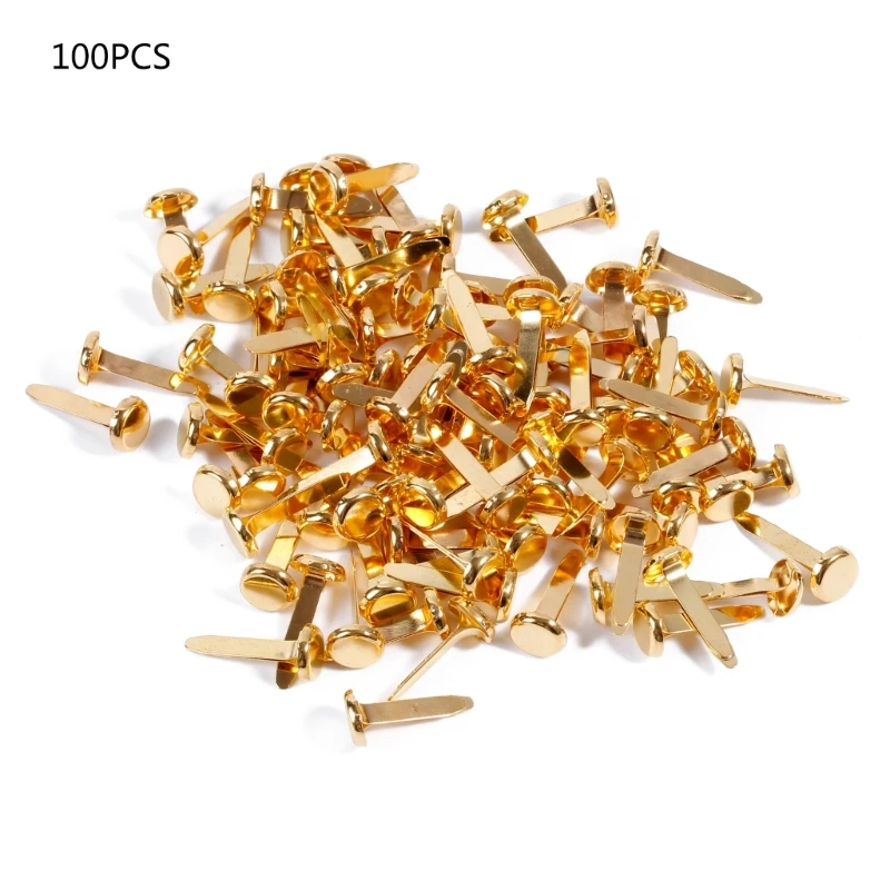 100-piece/set Mini Brads Pattern Clips Metal Paper Clasps Split Pins Round Head Clips for School Office Scrapbooking Dropship