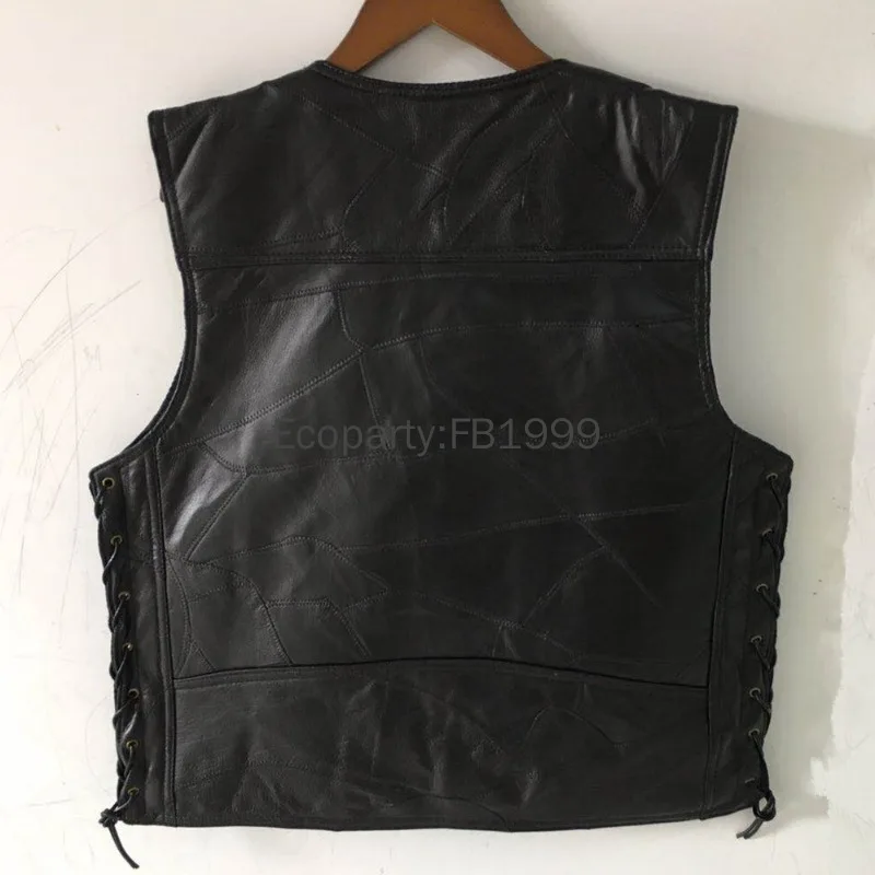 New Men's Punk Biker Vest Retro Metal Button Sleeveless Jacket For Men Black Pu Leather Motorcycle Vest Male Autumn Waist Coat