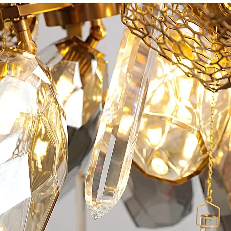 

Stainless Steel Suspension Modern Luxury LED Crystal Lamps Living Room Bedroom Aisle Chandelier Indoor Pendant Lights Free Bulb