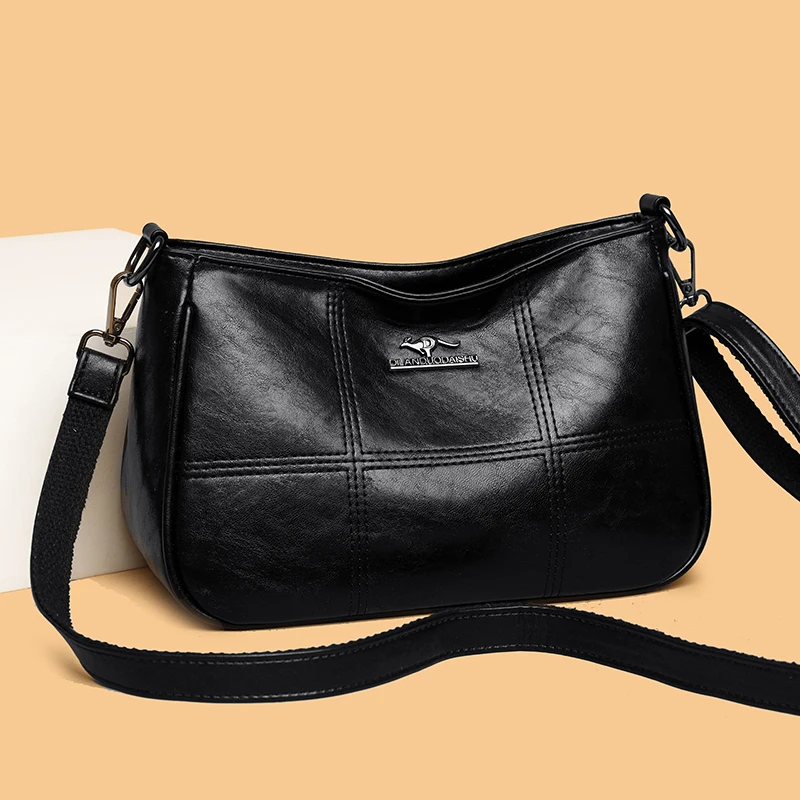 

Fashion Brand Women PU Leather Shoulder Bag New Elegant Crossbody Purse Casual Slim Handbag for Ladies Simple Stitch Office Tote