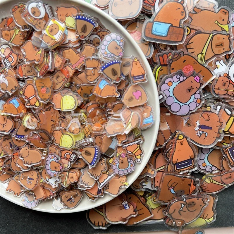 

Ins Style Cartoon Anime Peripheral Cute KAPIBARA Acrylic Sandwich Handmade DIY Transparent Material Accessories Small Pieces