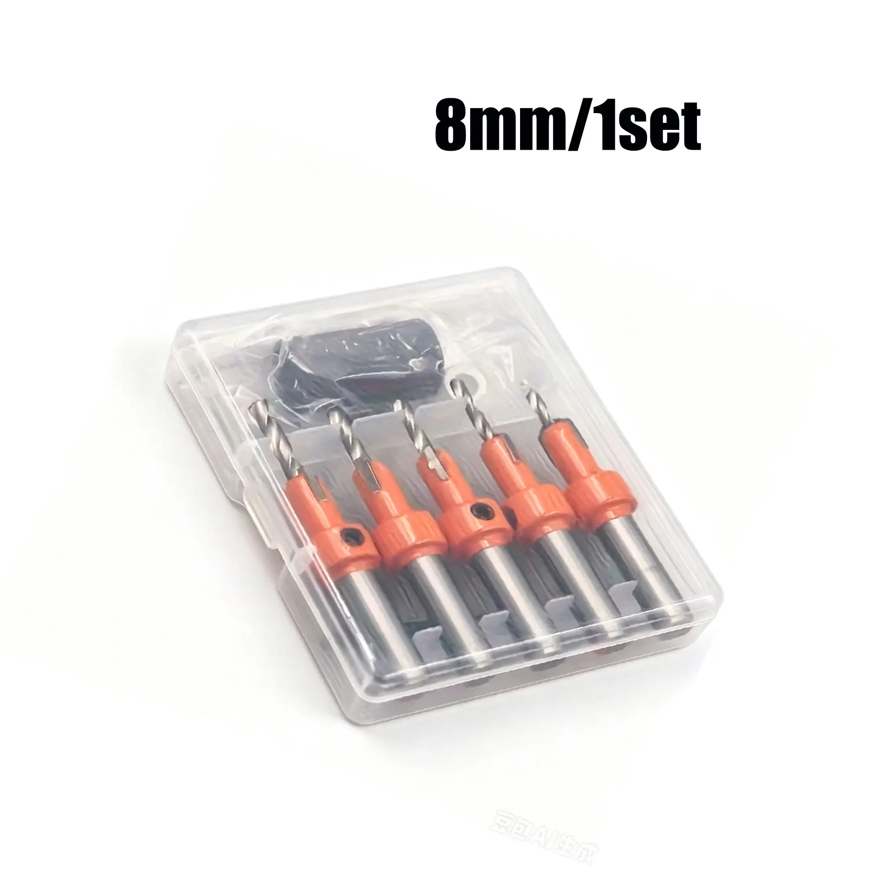 set Boxed Woodworking Countersunk Set, Equipped with 5 Drilling Tools And 1 Size Adjustment Plug,8/10mmRound Handle, 2.8-4.0mmm