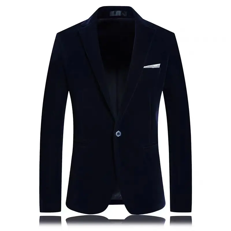 M-4XL Plus Size Men\'s Blazer Slim Fit Single Breasted Black Blue Red Velvet Formal Wedding Groom Tuxedos for Male