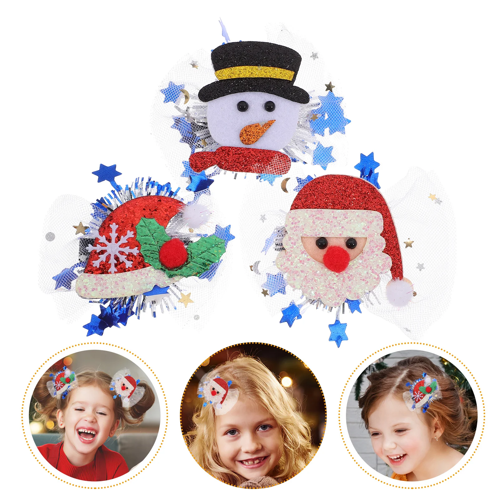 

3Pcs Christmas Hair Clips Kids Adorable Xmas Barrettes Lightweight Holiday Hair Accessories Christmas Parties Xmas Barrettes
