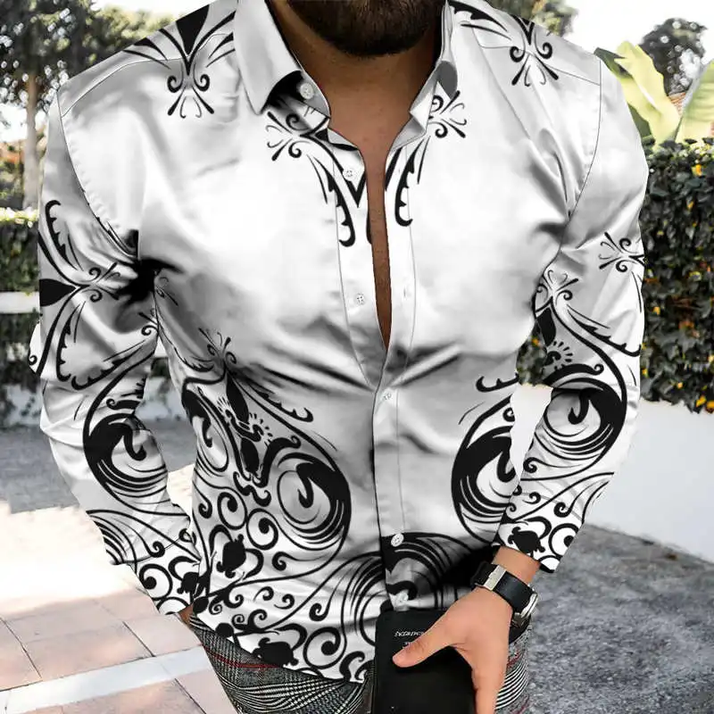 

Long Sve 3D Digital Printed irt Stand Collar Ice Sensation Cotton Men's Faion Summer irt Ultra ort Sle adient ...