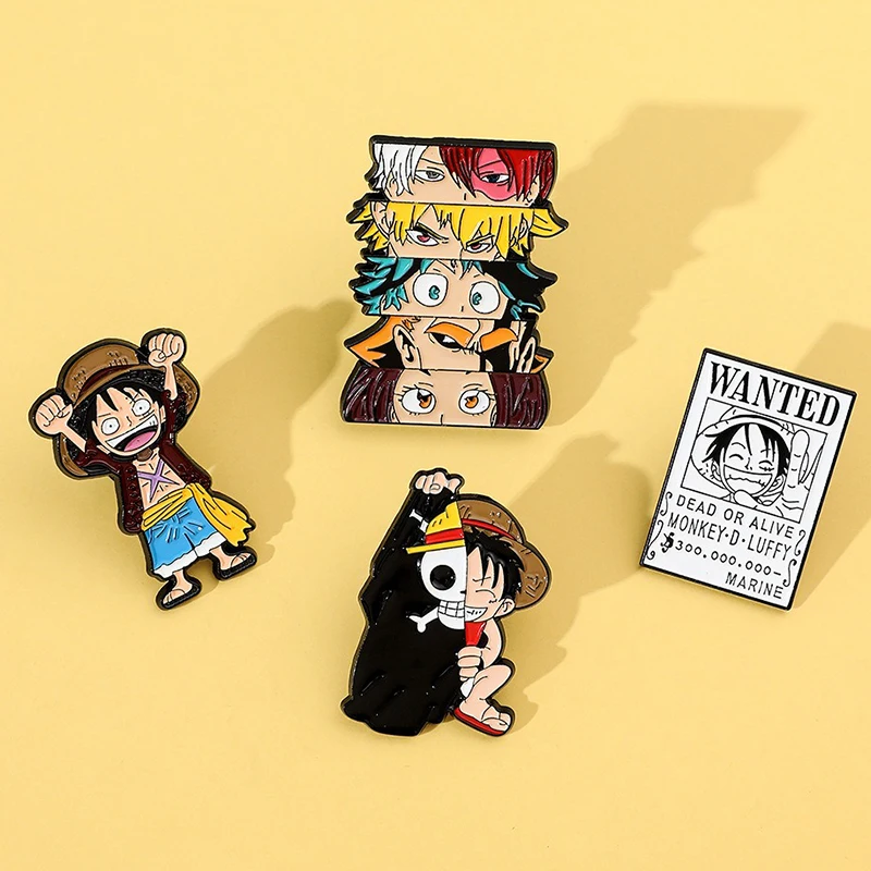 

One Piece Luffy Creative Cartoon Metal Badge Brooch Anime Character Peripheral Bag Decorative Accessories Children Like Gifts