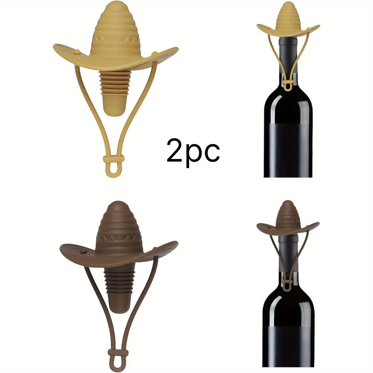 Cowboy Hat Wine Bottle Stopper,Reusable Beverage Beer Champagne Wine Storage StopperCute Wine Toppers for Holiday Preserver