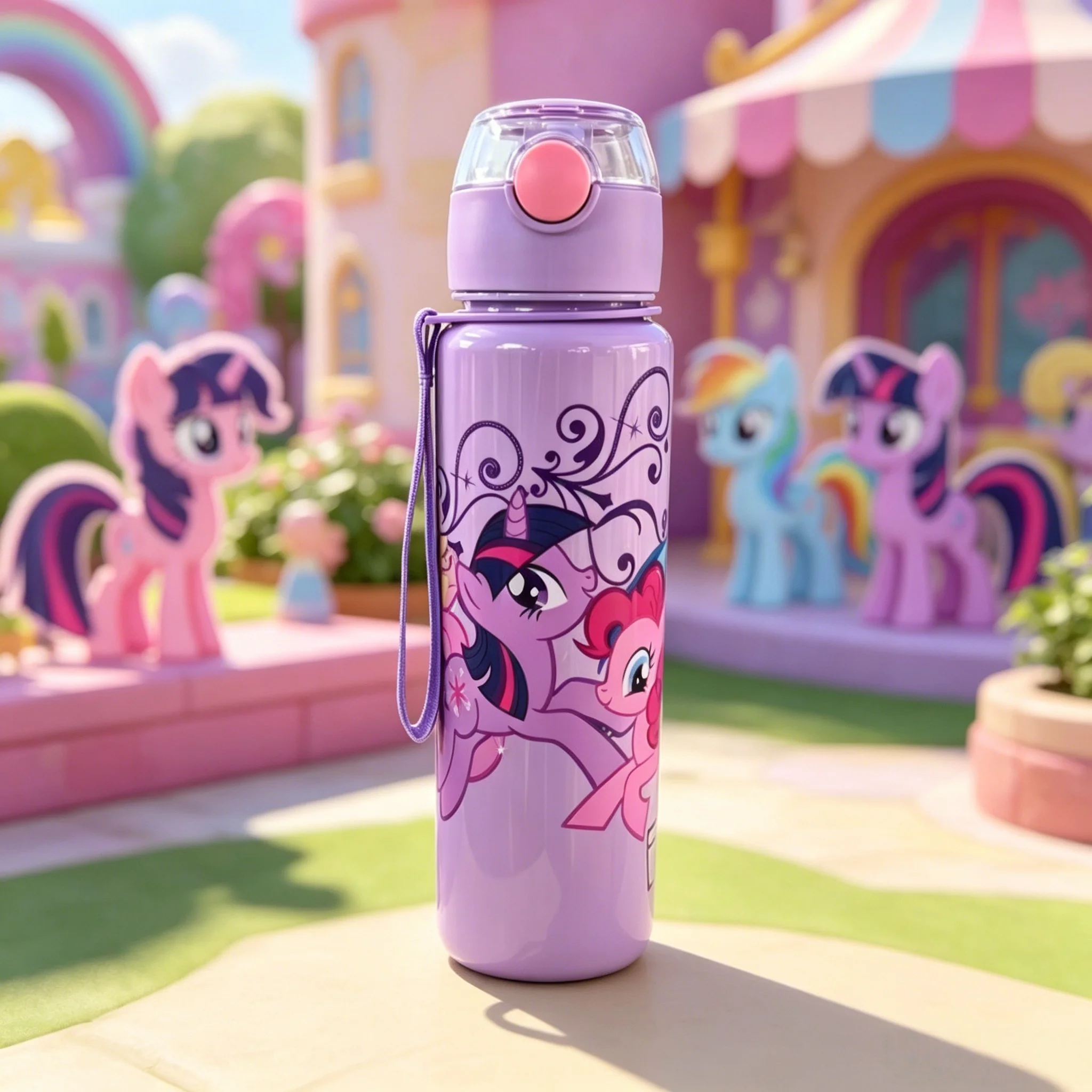 New Stylish Clear Plastic Straw Water Bottle with Cartoon Pony Anime Prints, Premium Quality, Fade-Proof, Durable & Reusable