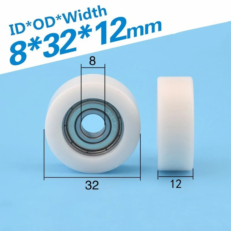 "Reliable 8*32*12mm 608zz Bearing, POM/Nylon Constructed, Rubberized Outer, Smooth Flat Roller Pulley"