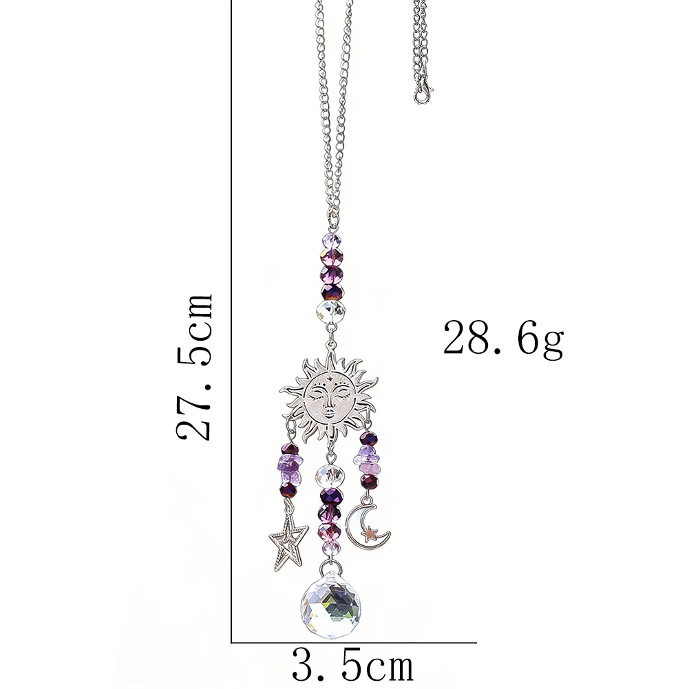 Tarot Sun Face Crystal Prism Decorative Ornament Amethyst Moon Star Pendant Rainbow Maker Balcony Window Hanging Decoration