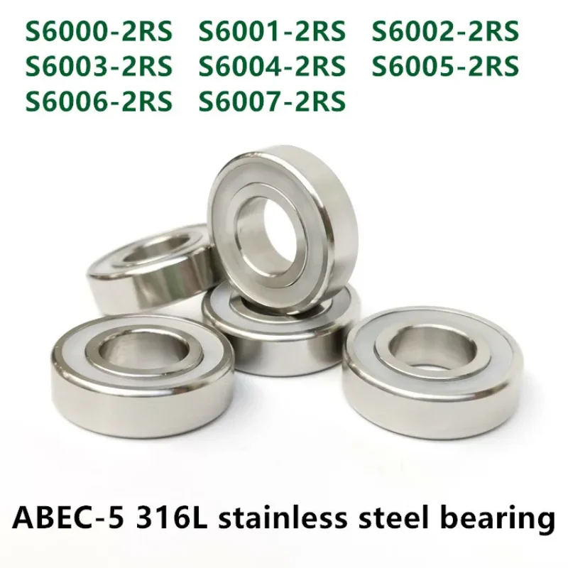 10pcs 316L stainless steel ball bearing S6000 S6001 S6002 S6003 S6004 S6005 S6006 S6007 -2RS waterproof anti-corrosion bearings