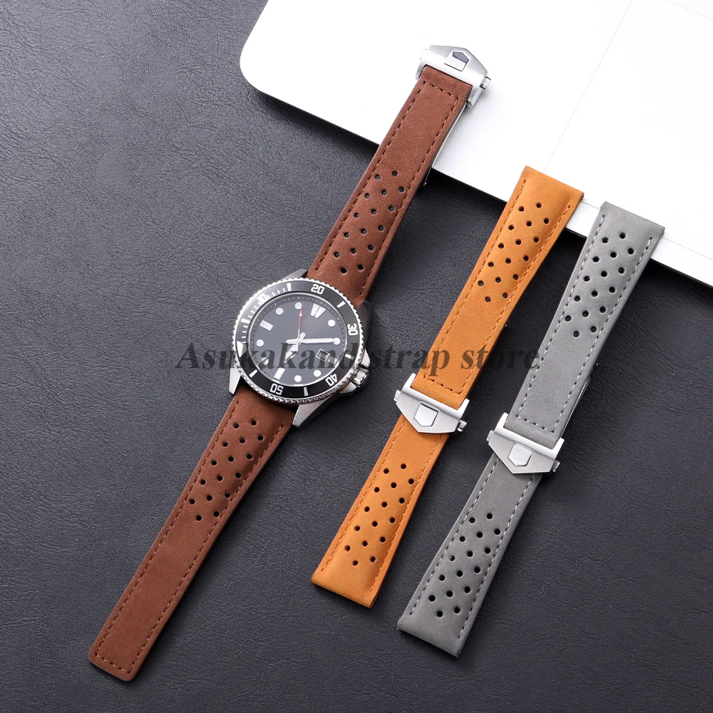 20mm 22mm 24mm cinturino per orologio in vera pelle di mucca per Tag Heuer per serie Carrera cinturino universale per uomo donna braccialetti da polso
