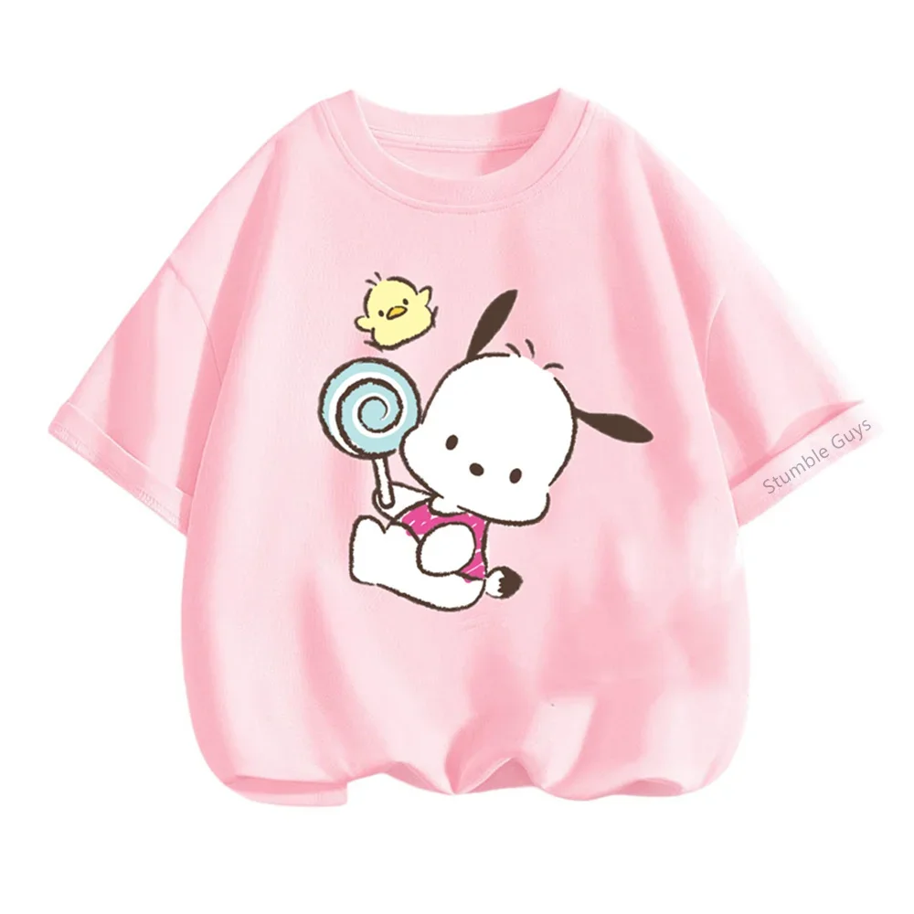 Pochacco Tshirt Kids Anime Summer Tops Multiple Fashion 3-14y Children\'s T-shirts Casual Teen Short Sleeve Print Trucksuit