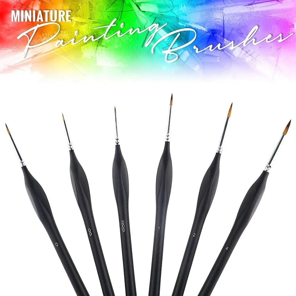 6Pcs Miniature Paint Brushes Set, Fine Tip Detail Brushes for Model Warhammer Aircraft Kits, Micro Painting Tools for Hobbyists