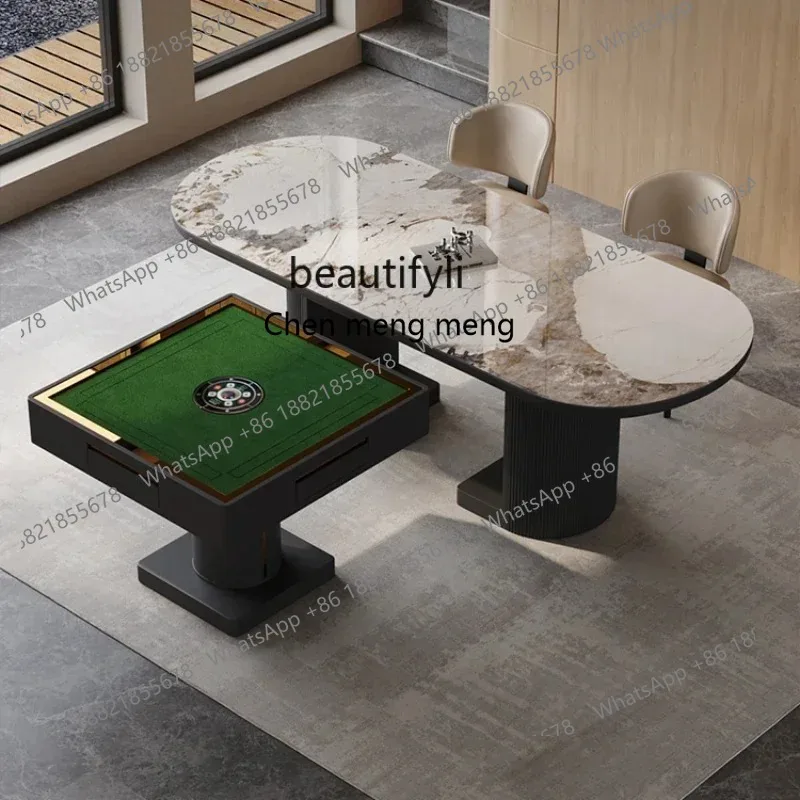 

S7486 ss Light Luxury Stone Plate Mahjong Table Dining Table Double-Use Living Room Home Small Apartment Fully Automatic High-En