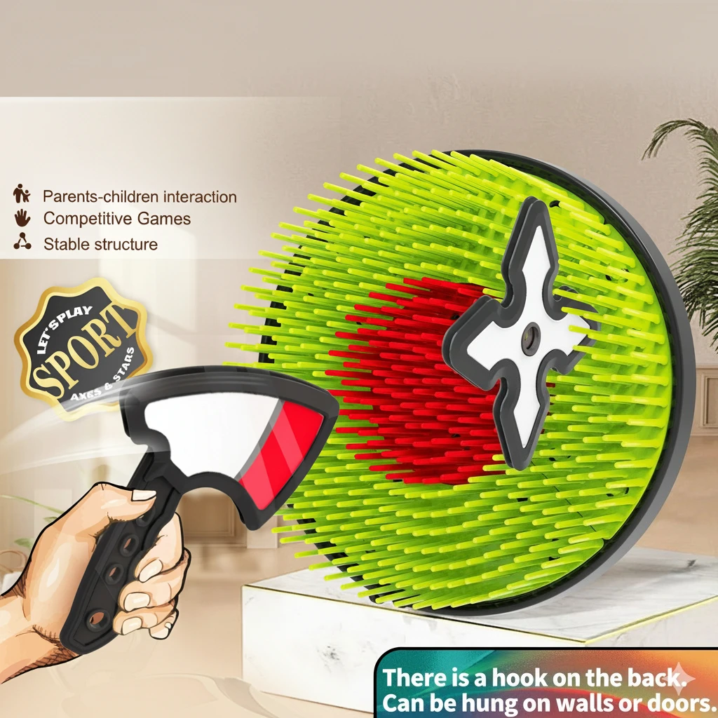 Kinder-Spielzeug Wurfaxt und Dartscheiben-Set, Bumerang-Darts für Wurfübungen, Sport und Eltern-Kind-Interaktion