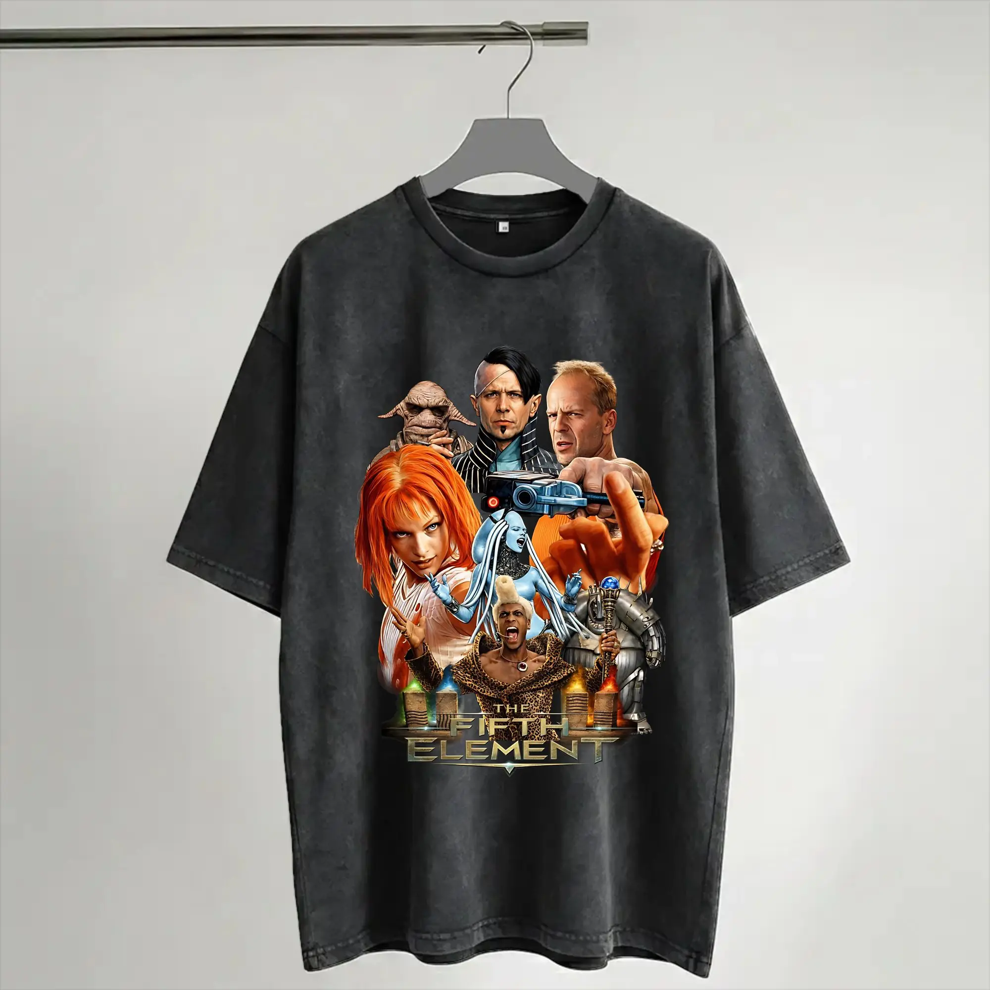 The Fifth Element Washed T Shirts Streetwear Hip Hop Casual T-Shirt  Tees Men Women Short Sleeve Oversize