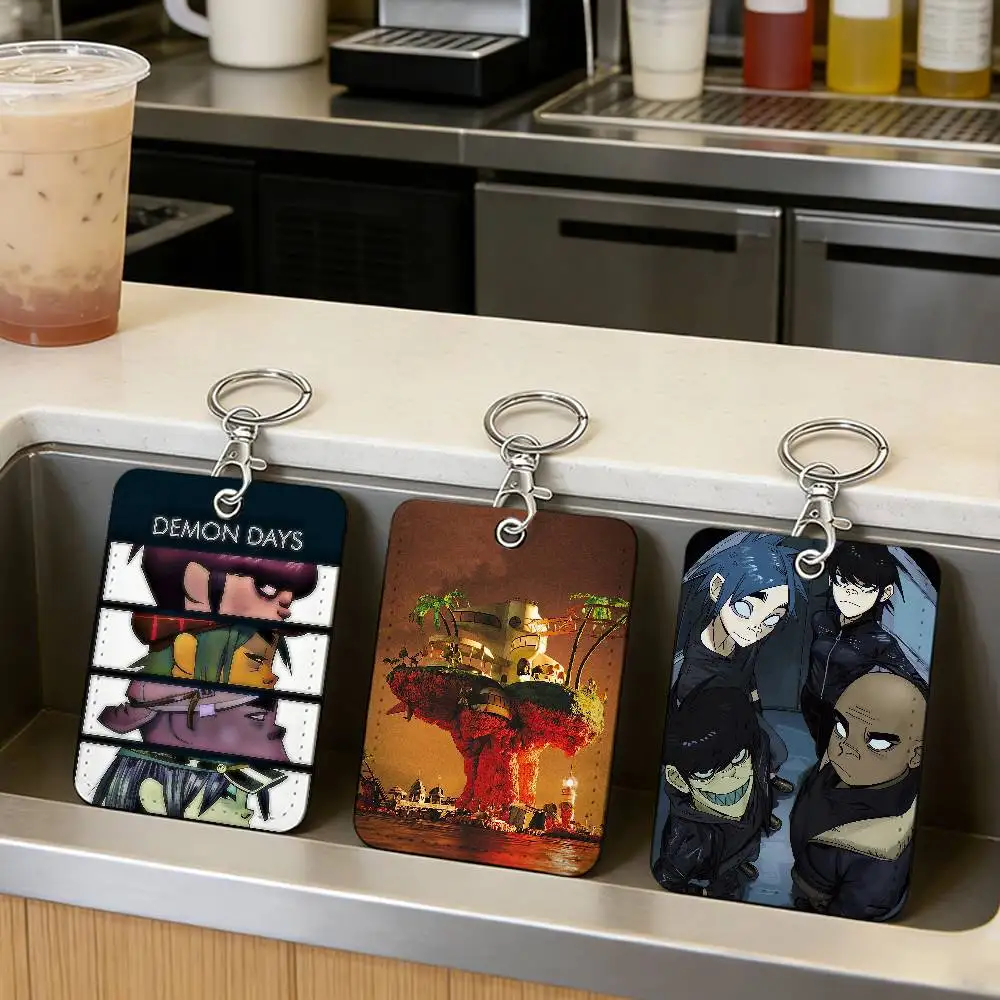

Band G-Gorillaz PU Card Holder With Keychain For Bank card,Subway, Bus Card ,Access Card Protective Case