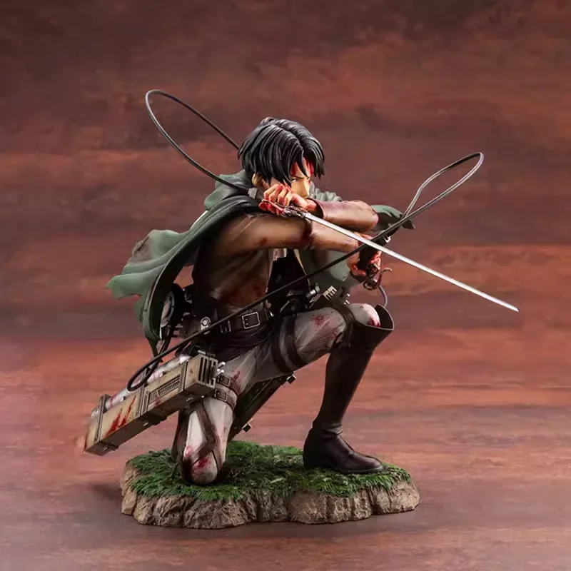 

18cm Attack on Titan Action Figure Levi Ackerman Figurine Collection Shingeki No Kyojin Statue Battle Damage Rivaille Model Toys