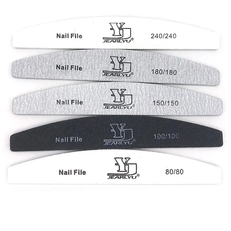 uñas 5pcs Professional Wooden Nail Files 180/240 Buffer 100/180 Grey Boat Wood Sandpaper Block Gel Polisher Sanding Nail Files