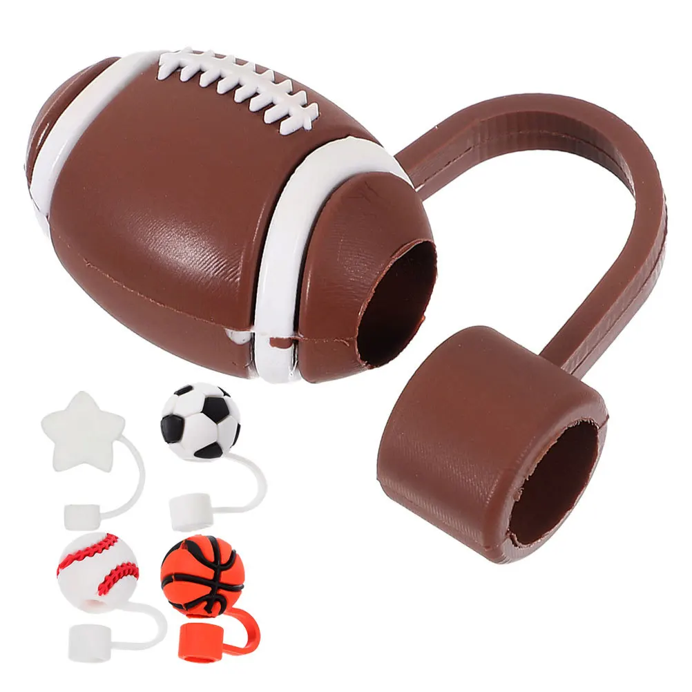 

5 шт., спортивные силиконовые соломенные кепки, милые соломенные чехлы для баскетбола, футбола, бейсбола, футбола для вечеринок, милые соломинки, наконечник