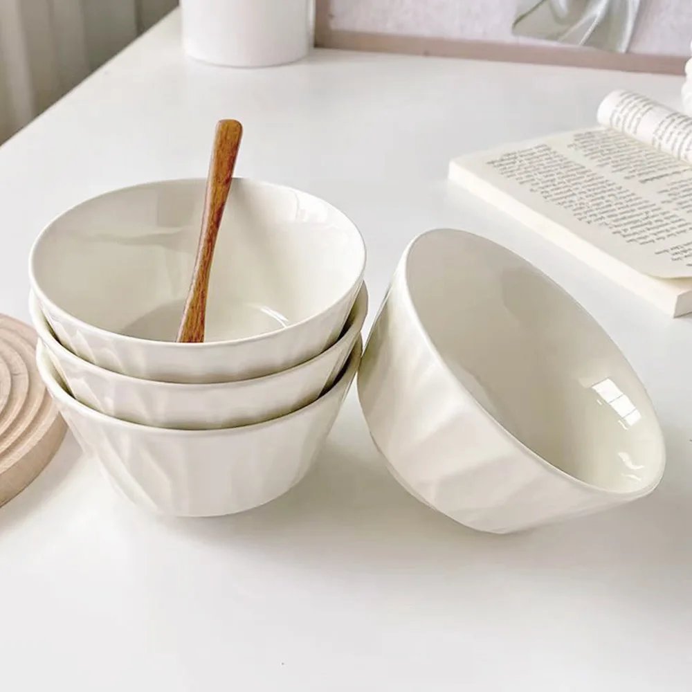 Porcelain Bowl Japanese Style Modern Simplicity Solid Color Ceramic Tableware Breakfast Milk Oats Yogurt Fruit Salad Bowls