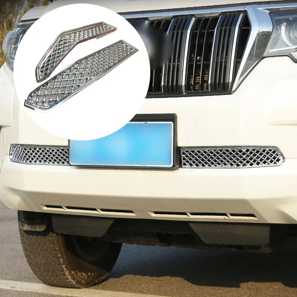 

For Toyota Prado FJ150 2018 2019 Car Outlet Vent ABS Chrome Protection Trim Front Up Racing Grid Grill Grille Frame Stick Lamp