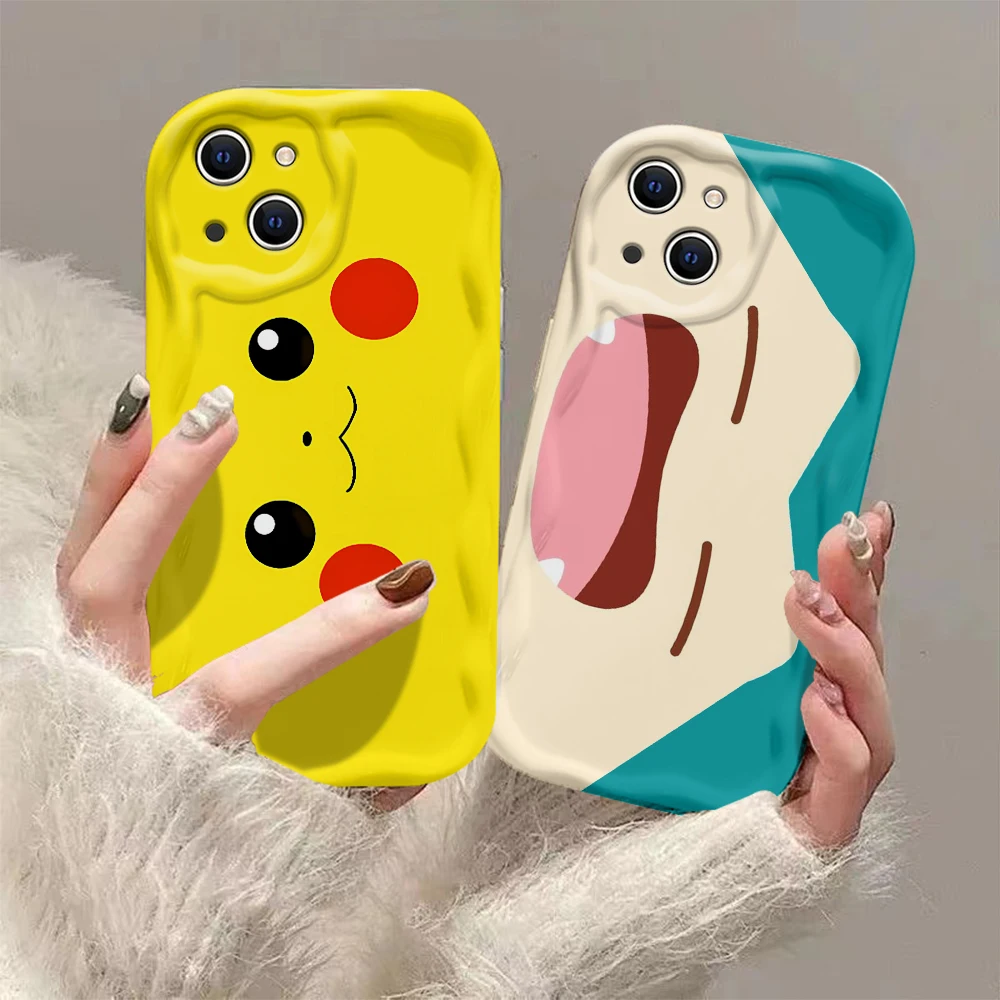 New Personality Pokémons Cute 3D Wave Case For Xiaomi Redmi 13C 12 12C 10 10C 9C A1 A2 K50 K40 Note 13 12 11 10 Pro Plus 4G 5G