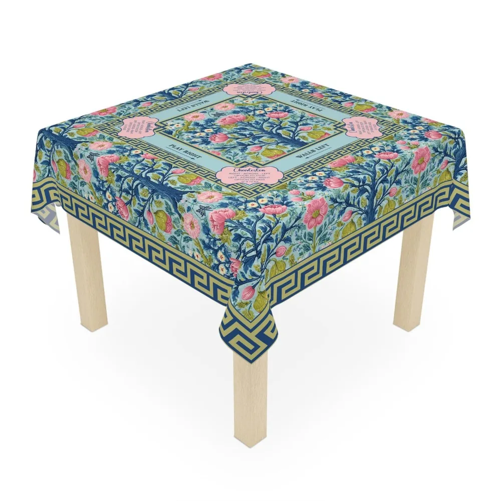 Nappe carrée Garden Majesty Mahjong - Règles de jeu Charleston, instructions, accessoire de décoration pour soirée de jeu