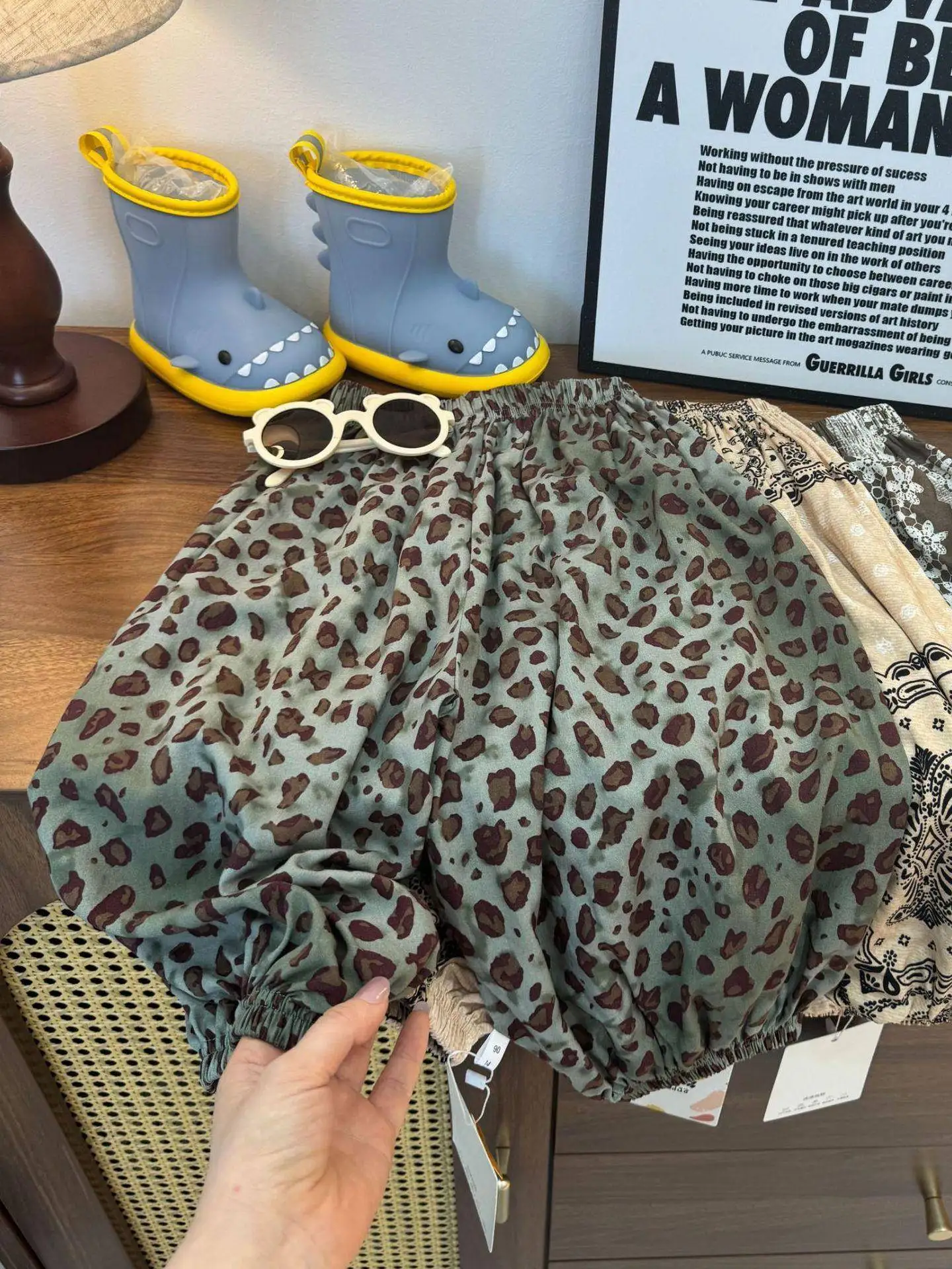 Retro Mosquito-Resistant Pants for Children Summer Thin Cotton Silk Floral Lantern Pants Loose Cuffed Air Conditioning Long T...