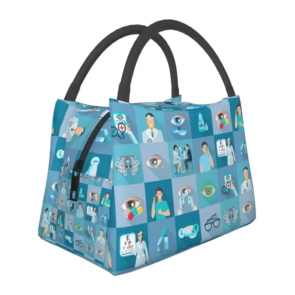 

Optician Vision Glasses Resuable Lunch Box for Women Leakproof Eye Test Snellen Chart Thermal Cooler Food Insulated Lunch Bag