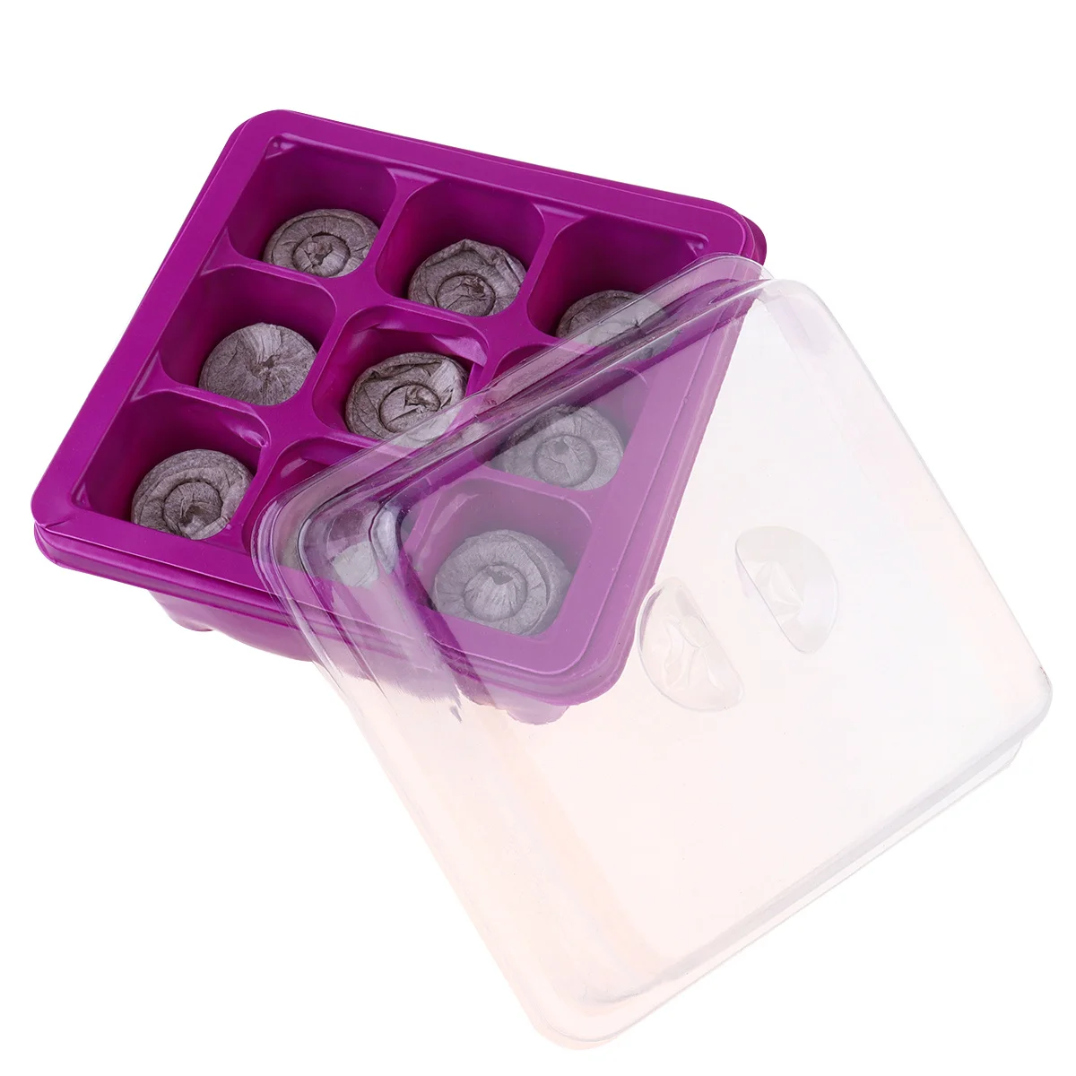 

12Sets 12-Hole Sprouting Tray Set Plastic Germination Container for Beans Sprouts Salad Wheatgrass Soil-Free Growing System