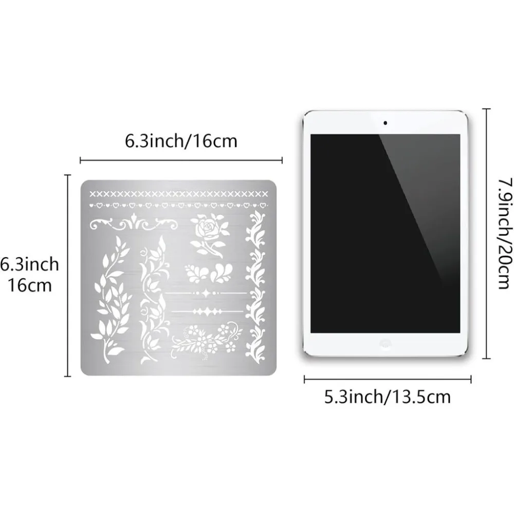 Metal Vine Stencil 16x16cm Leaves Vine Rose Flower Edge Trim Pattern Stencils Template Stainless Steel Painting Template