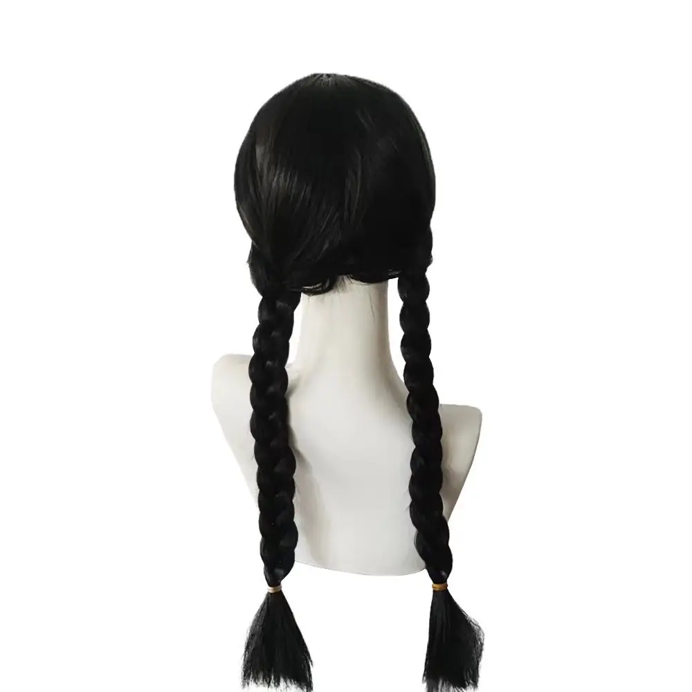 European and American Weekend Horsetail Black Fried Dough Twists Braid Chemical Fiber COS Wig Full Headpiece Hair Wholesale Wig