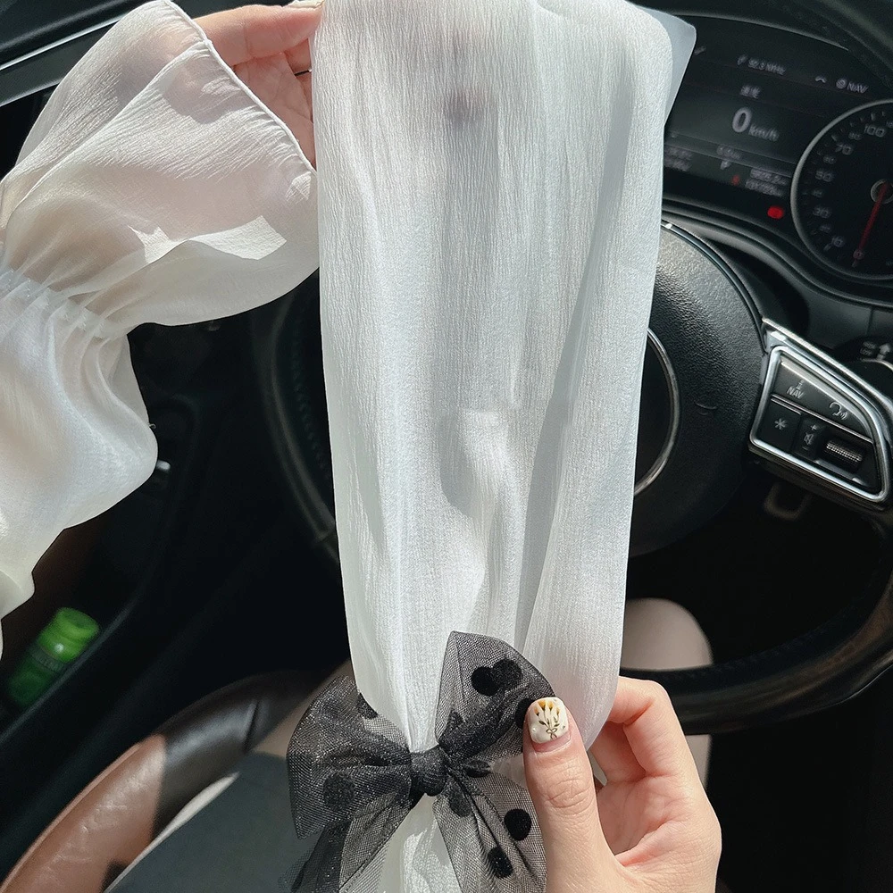 1 Pair New UV Protection Sun Protection Sleeves Breathable Lace Ice Sleeves Loose Light Hand Sleeves Women