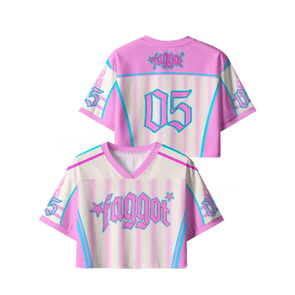 Trendige Y2K-Sportbekleidung, beliebte Mesh-Streetwear, lustige Sportbekleidung, Sport-V-Neck-Crop-Tops, Fußballtrikots, Damen- und Herrenbekleidung – Detail 3