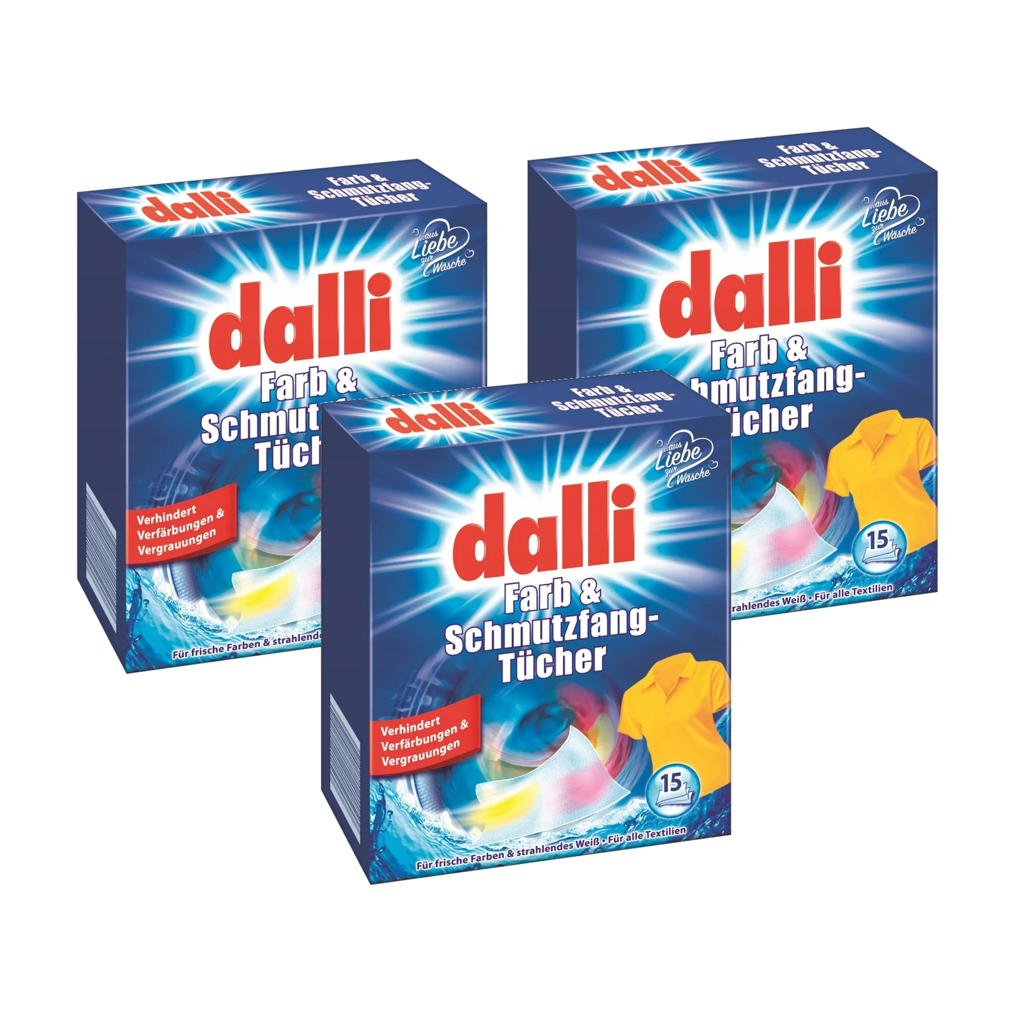 3x DALLI color washing wipes 15 PCs