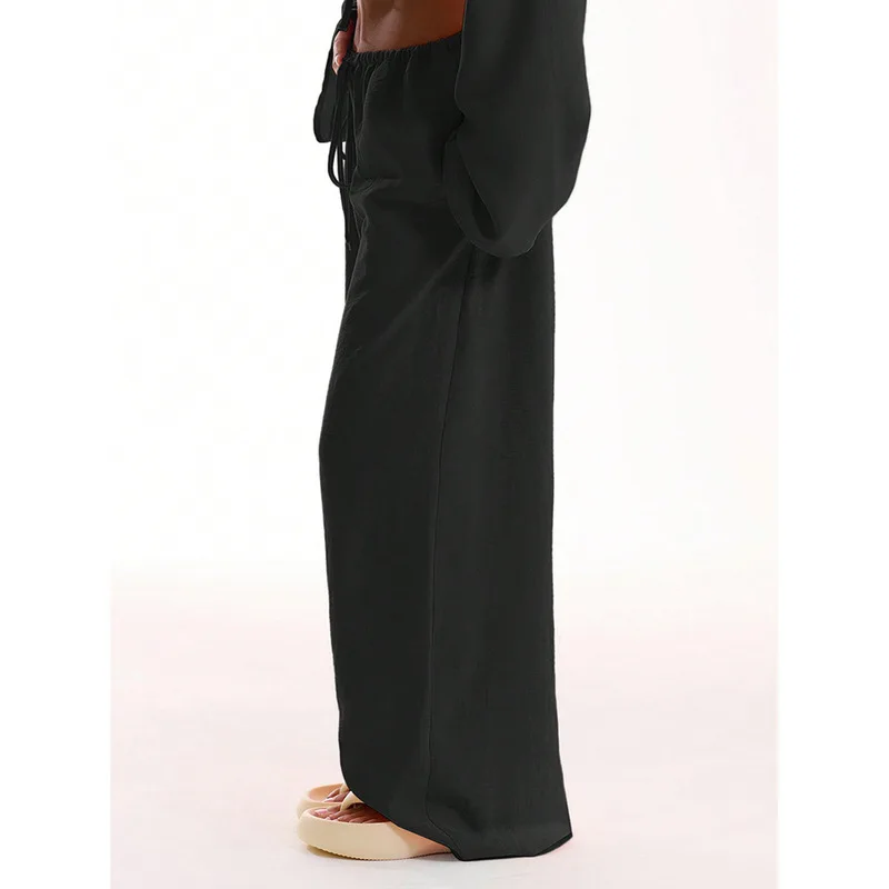 1 Pc Women's Straight‑Leg Sweatpants, European American Casual Sporty Style, Lightweight Breathable Fabric, Loose Trendy Wide‑Le