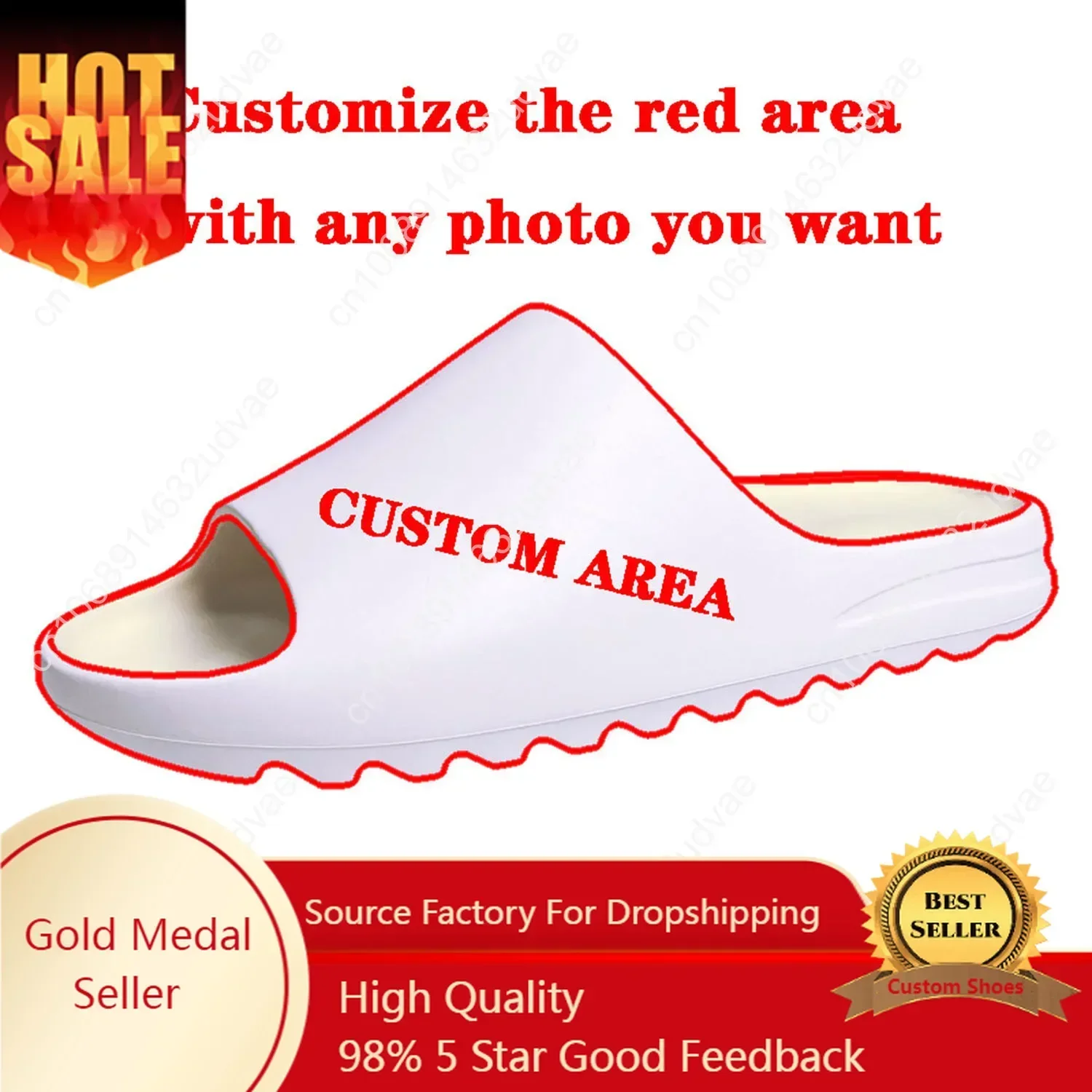 

Custom Soft Sole Sllipers Mens Womens Teenager Home Sandals Step On Customize Beach Slides Shoes Personalized Photo Text