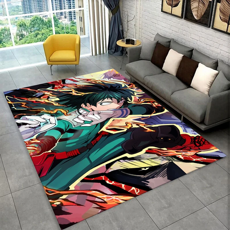 Cartoon My Hero Academia Deku Bakugou Anime Carpet Rug for Bedroom Living Room Sofa Doormat Home Decor,Kid Area Rug Non-slip