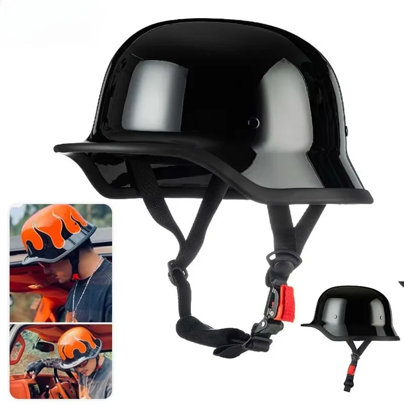German Soldier Helmet Motorcycle for Harley Retro Half Helmet Motorcycle Summer 3C Certification Scoop Helmet Cruise Car