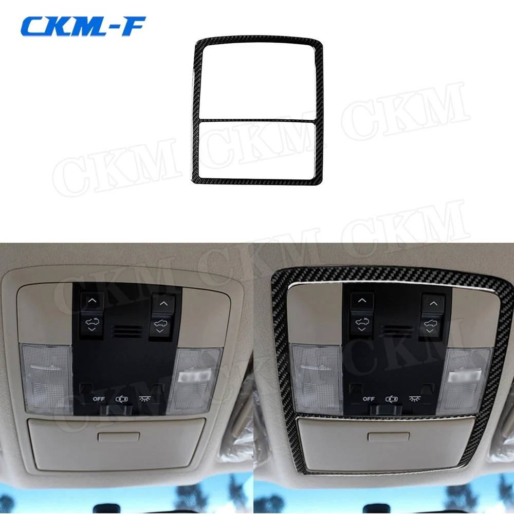 

Carbon Fiber Car Roof Reading Light Trim Frame Decorative Cover Sticker For Toyota Land Cruiser Prado 2010-2018 Accessories