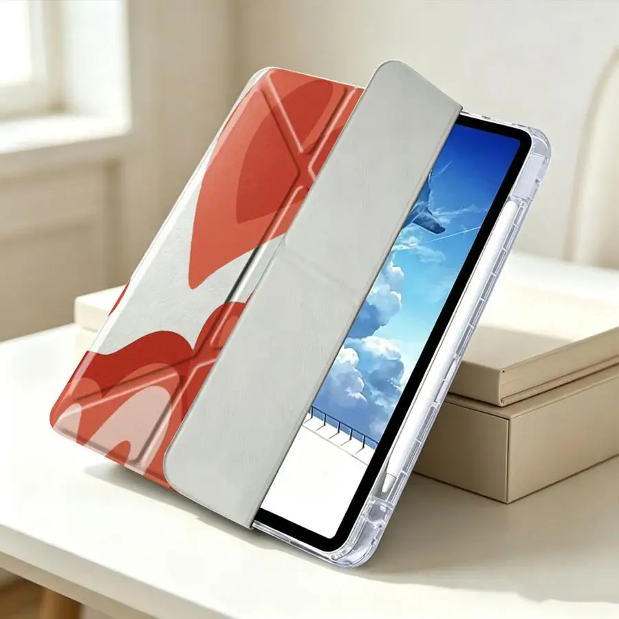 Tablet Case For Samsung Galaxy Tab S10 Lite S7 FE A11 A9 Plus S8 A8 S9 Plus With Pen Slot Cover Cartoon Red Love