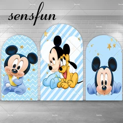 Blue Baby Mickey Mouse Arch Backdrop Cover for Boys Newborn  1st Birthday Party Decoration Baby Shower Chiara Wall Banner