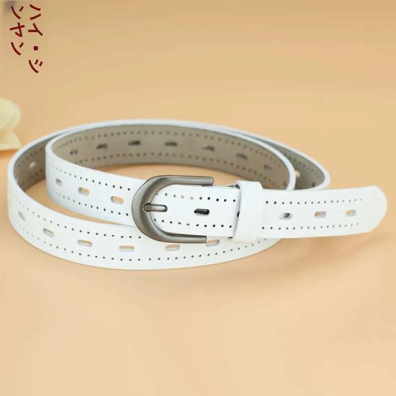 女性用本革ベルト-中空デザイン-夏用-多用途装飾アクセサリー-スカートやジーンズ用-穴あけ不要