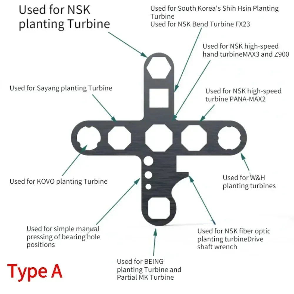 Dental High-speed Turbine Remove Back Cover Wrench for KV/W&H/NsK/SI -ONA/B-ING/SINOL Torque Head Button Repair Tools