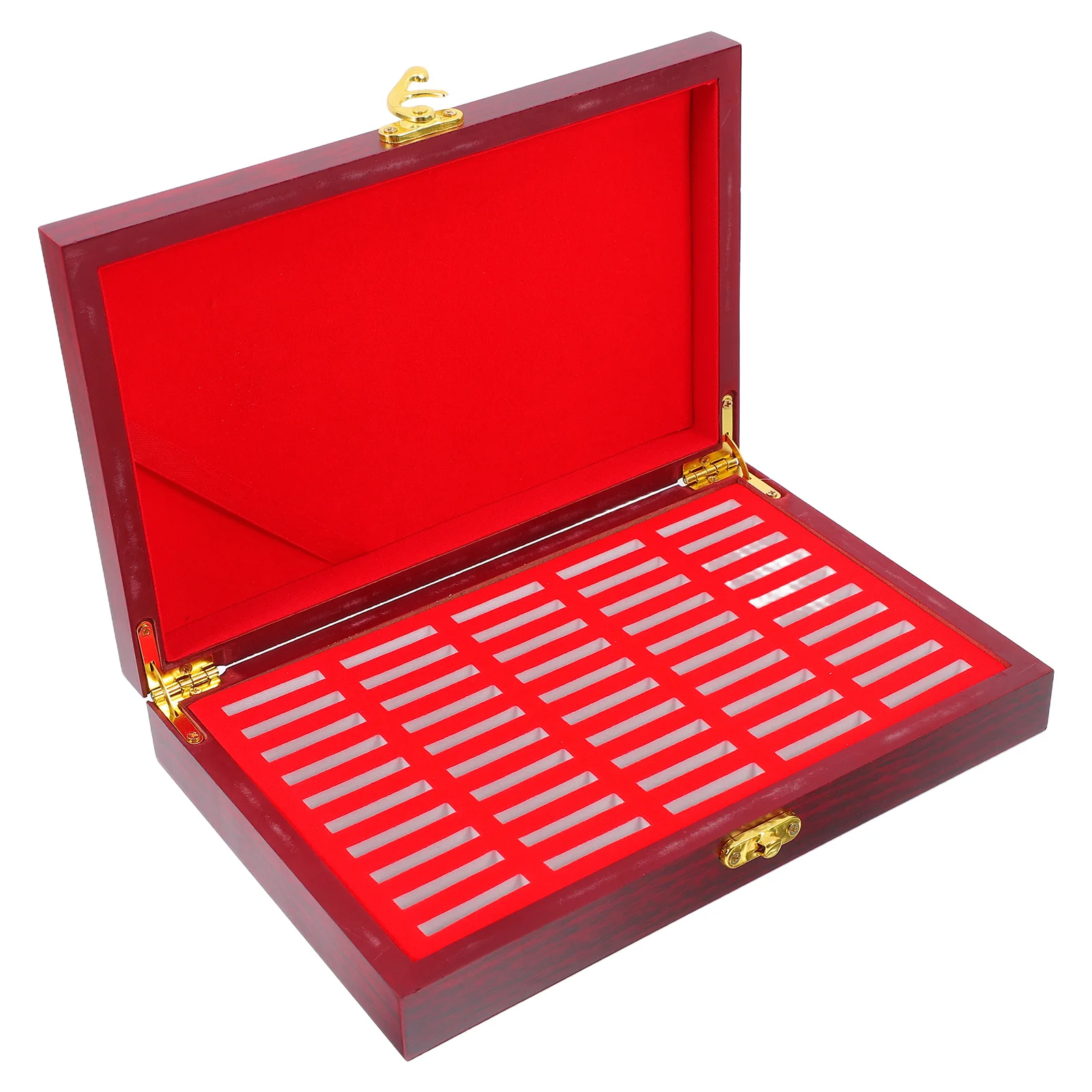 1Pcs Wooden Coin Box Fiberboard Eva Flocking Lacquer Compact Collector Coin Holder Storage Organizer Coins Storage Box