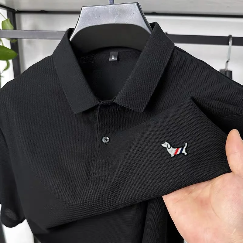 

100% pure cotton summer new men's T-shirt high-quality shortsleeved casual comfortable breathable polo shirt exquisite badge top