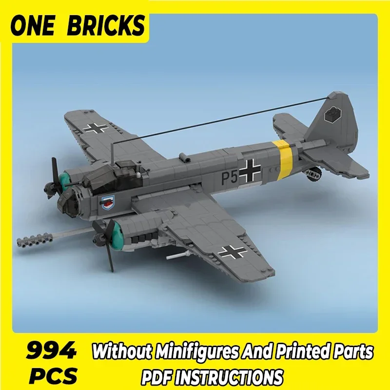 

Moc Building Bricks Military Aircraft Model Junkers Ju 88 Fighter Technology Modular Blocks Gift Christmas Toy DIY Sets Assembly